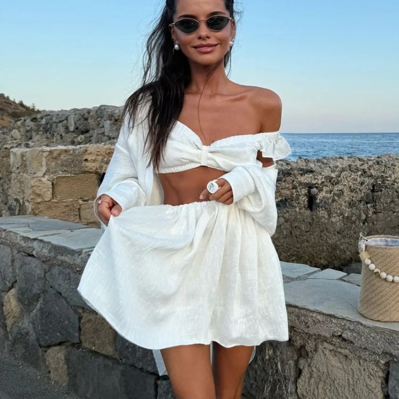 Summer Clothing Clearance - Camiseta sin mangas, minifalda hinchada, conjunto