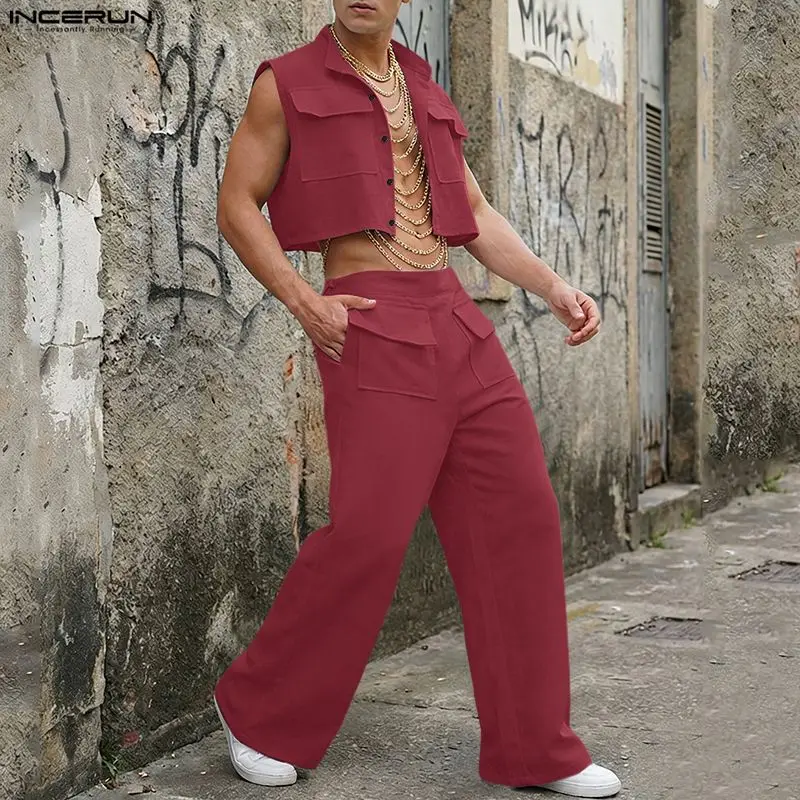 Summer Clothing Tops - Conjuntos INCERUN para Hombre, Camiseta sin