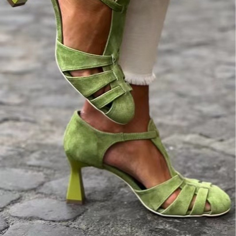 Summer Clothing Sale Women - Sandalias de tacón bajo de gamuza