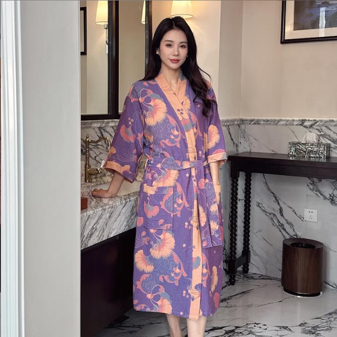 Summer Gauze Clothing - Batas Kimono de Gasa de Algodón