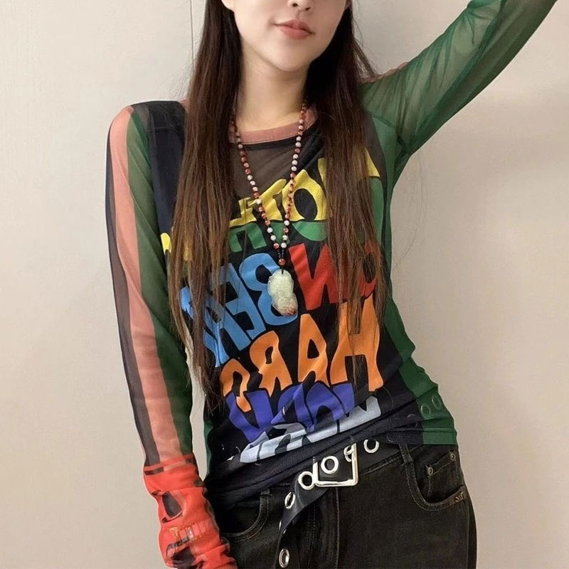 Summer Gauze Clothing - Camiseta informal con estampado de letras
