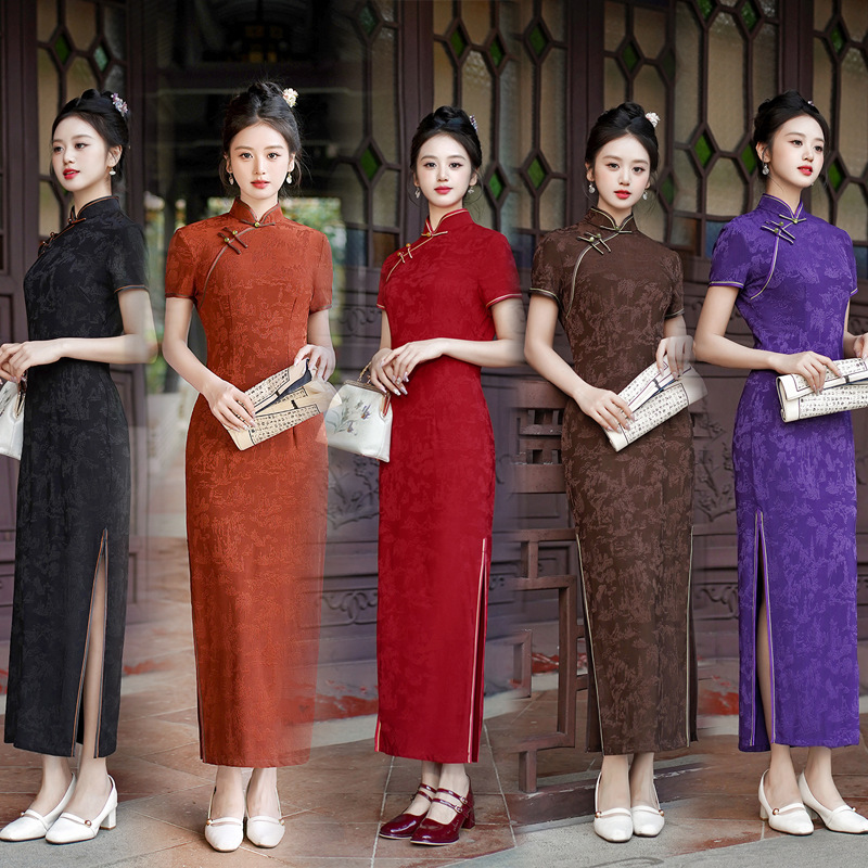 Summer Clothes - Nuevo Vestido Largo Cheongsam Rojo Elegante