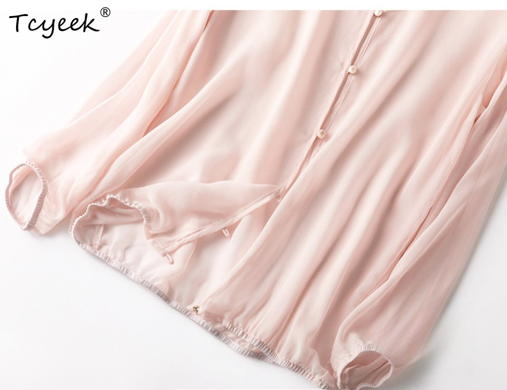 Tcyeek-Tops de seda de morera  - Summer Clothing Tops reseña y precio