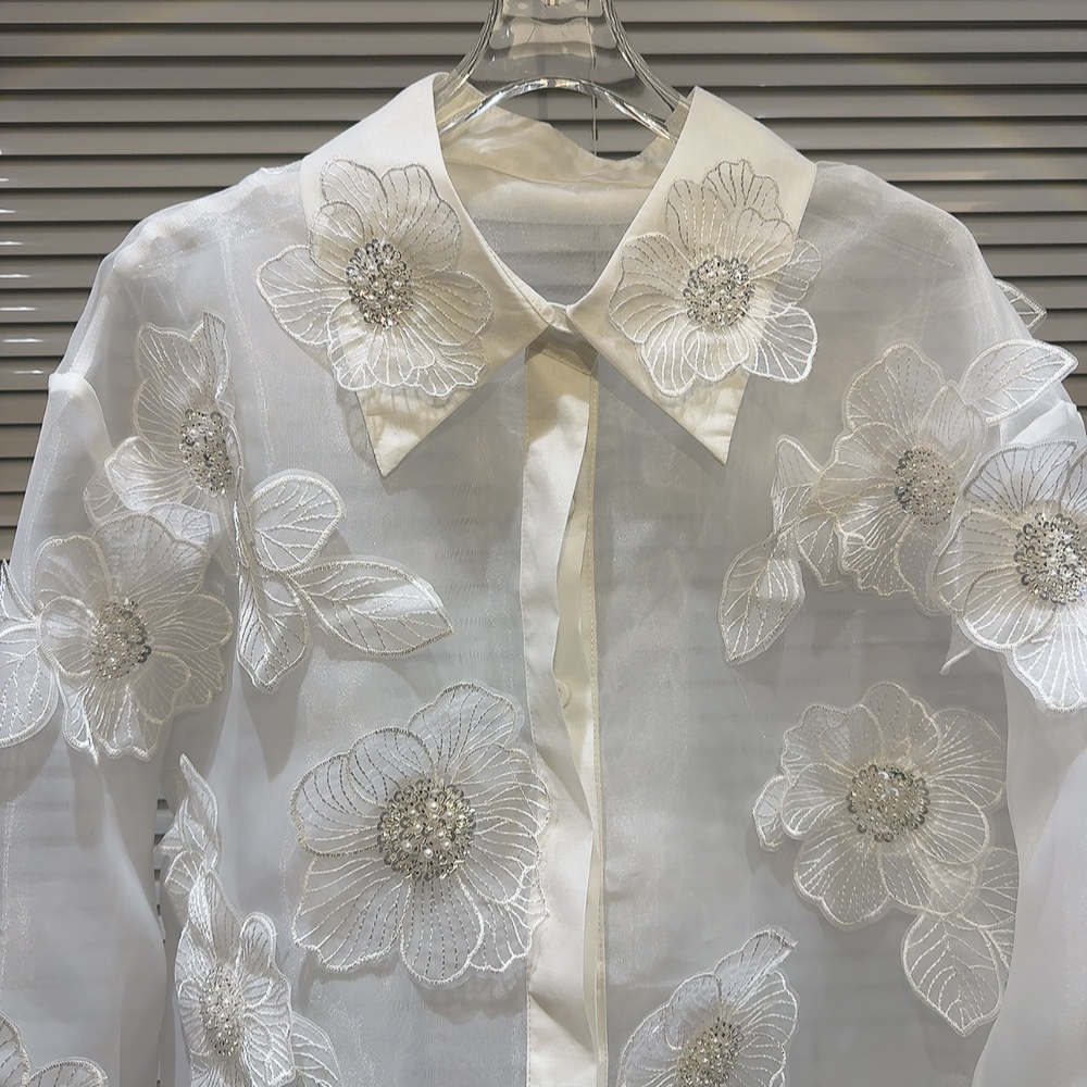 Primavera lentejuelas flores 3 - Crop Blouse Linen reseña y precio