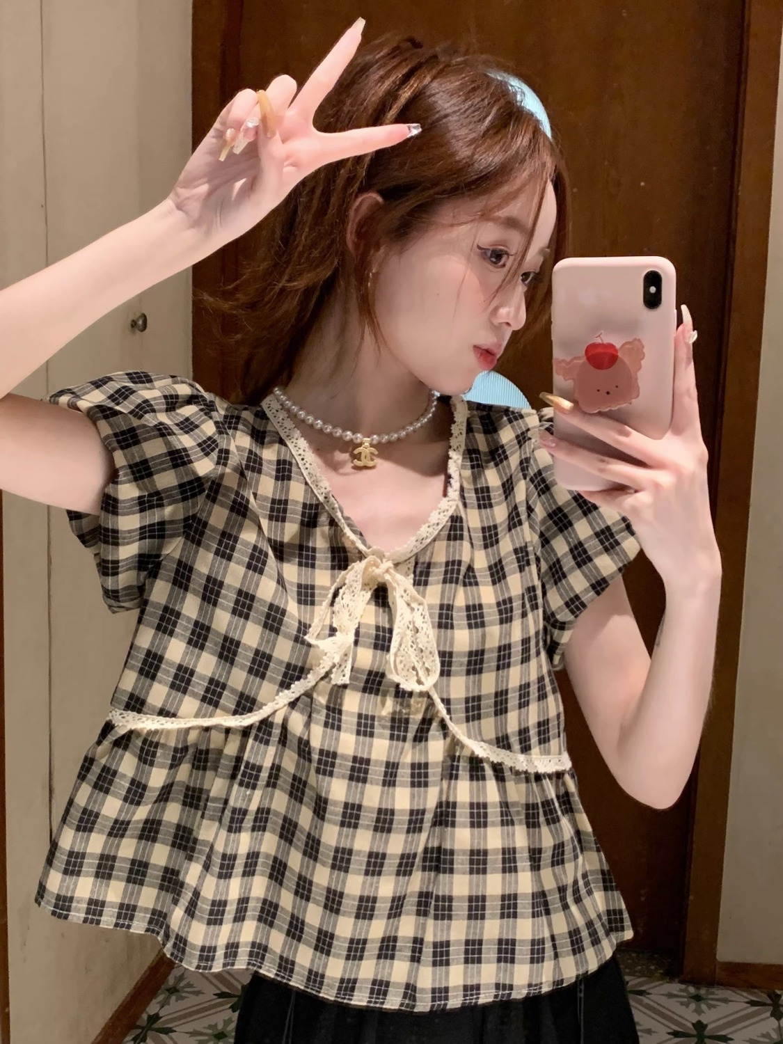 Blusas a cuadros Vintage liter - Crop Blouse Linen reseña y precio