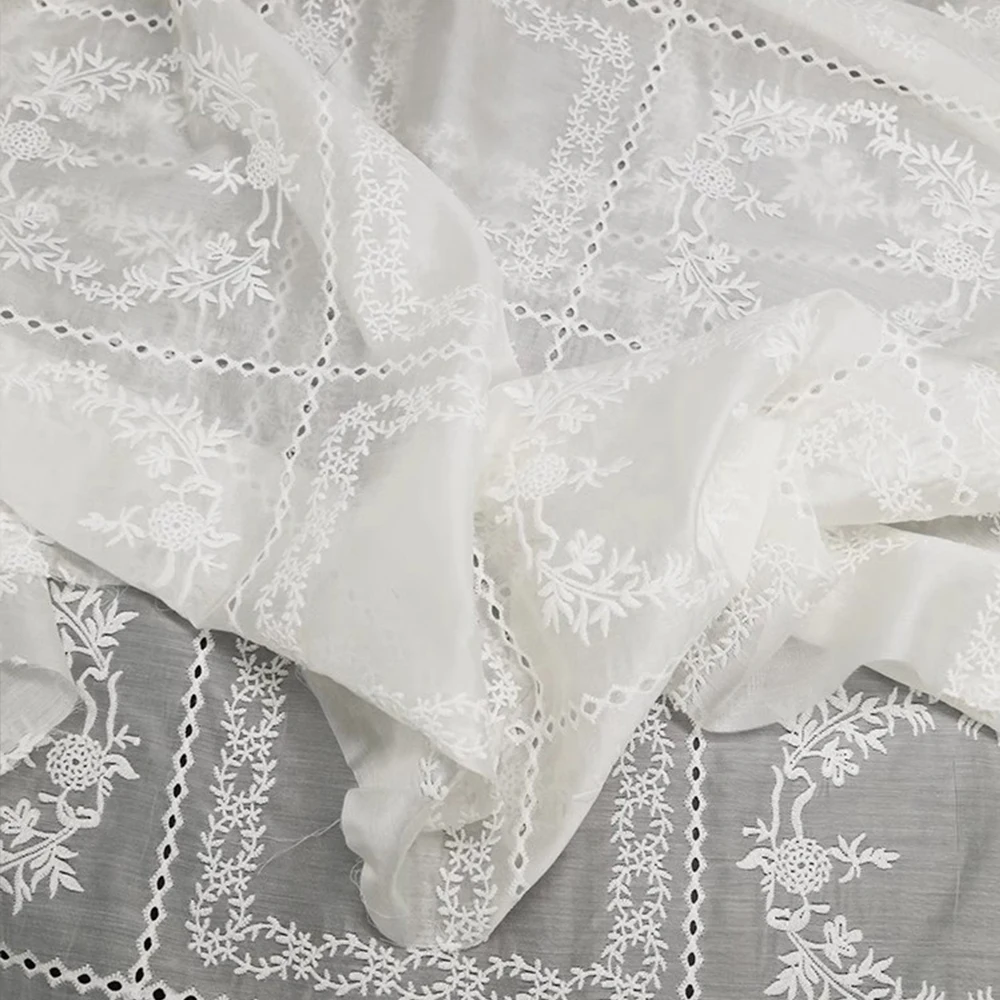 Tela de flores bordadas huecas - Summer Gauze Clothing reseña y precio